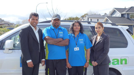Pictured from left to right are CrestClean Regional Director Viky Narayan, New Franchisees Seshli and Rajesh, and CrestClean Regional Director Nileshna Narayan