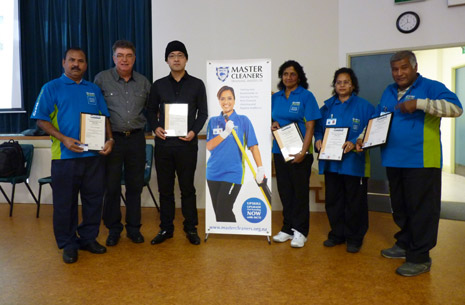Pictured above, left to right; CrestClean Franchisee Vicky Singh, Master Cleaners CEO Adam Hodge, CrestClean Franchisees Leo Wang, Sant Kumari, Reena Sharma and Dinesh Sharma, from Auckland, New Zealand.