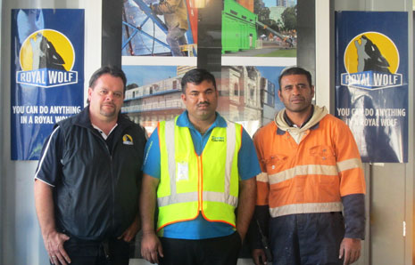 Pictured: (from left) Royal Wolf Trading Auckland Sales Manager, Mark Carson, CrestClean franchisee, Raj Narayan and Royal Wolf Yard Supervisor, Diamond Falemaka