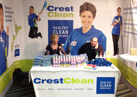 Pictured are CrestClean Regional Directors Andrew Alleway and Clare Menzies manning the table at this years WRPPA conference 