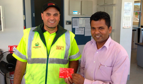 Regional Director for South and East Auckland Viky Narayan presenting a Westfield voucher to Countdown. 