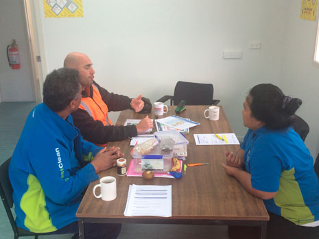 North Harbour franchisees Francis and Teneaki Nawaia completed an annual Health and Safety induction at Watercare Warkworth, which was run by representative Jarrod Constantine.