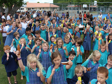 Hastings Christian School children cooled off with a Paddle Pop ice block.