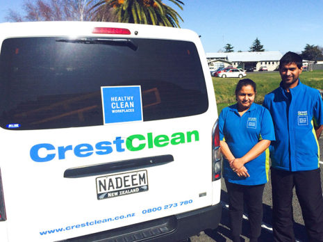 Hawkes Bay franchisees Rima Naidu and Nadeem Mohammad take pride in their CrestClean vehicle.