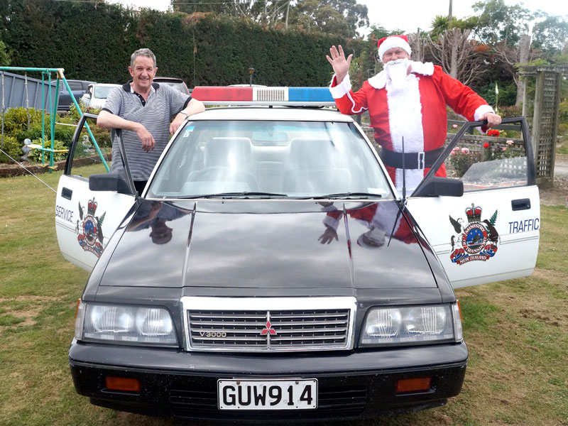Santa turned up in an original Ministry Of Transport Patrol Car.