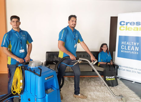 Daler Singh and Hanspreet Hari with employee Lakhwinder Singh (left).