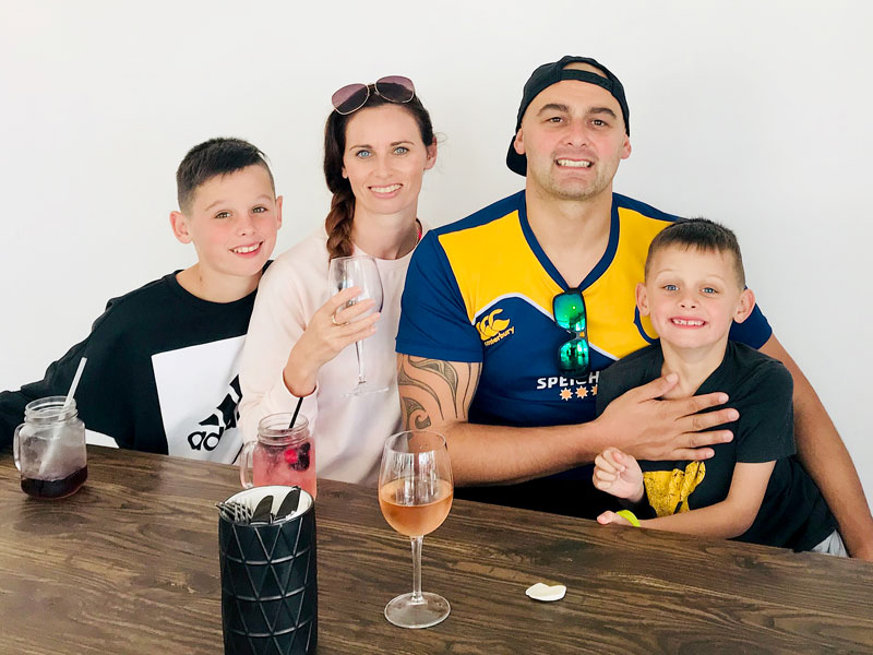 Nicky and Tony Kramers with their children Isaac, 11, Lucas, 8, pictured during their family holiday to Mount Maunganui after winning the Master Franchisee of the Year Award. 