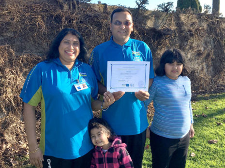 Yogeeta and Amidesh Singh with their children, Yashika, 3, and Amisha, 8.