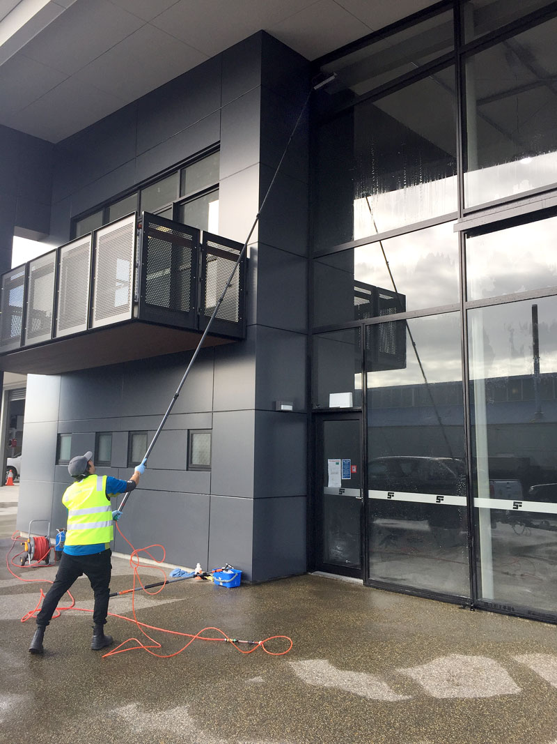 The Pure Water Cleaning system can tackle windows up to five storeys high. 