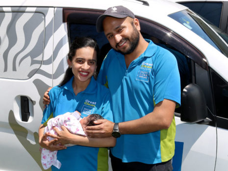 Harsandeep Hundal and Harnoor Kaur with Humaira, their new “beautiful” baby girl.