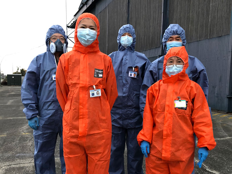 Full personal protective equipment was worn for the duration of the sanitising clean.