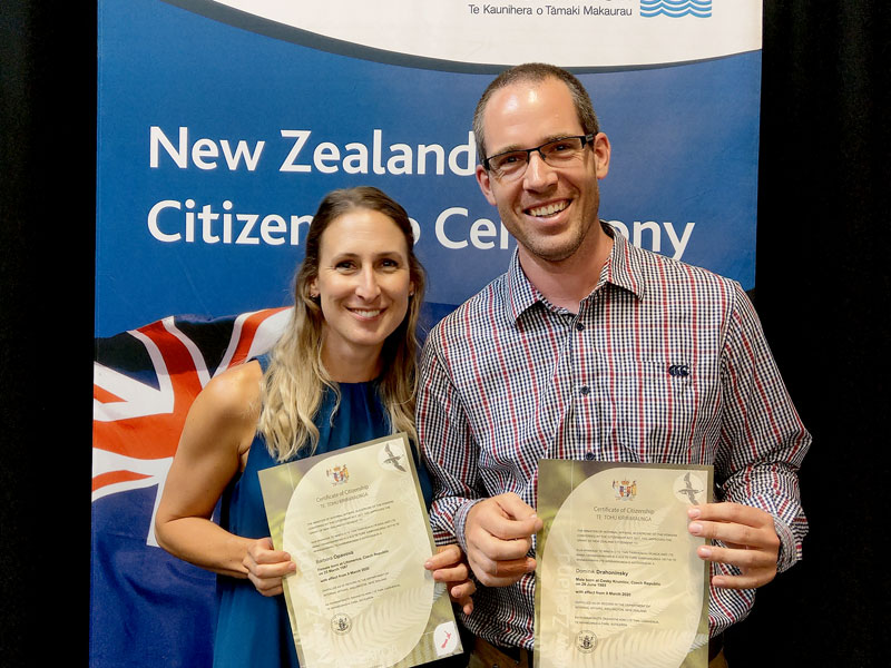 Barbora Opavova and Dominik Drahoninsky have become New Zealand Citizens.