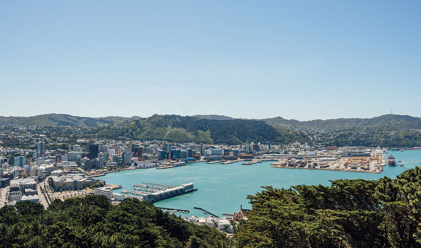 Scenic view of the Wellington harbor and cityscape – CrestClean Commercial Cleaning.