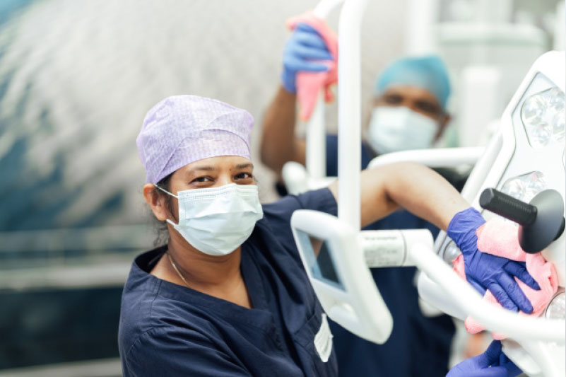 Healthcare franchisee cleaning operating theatre