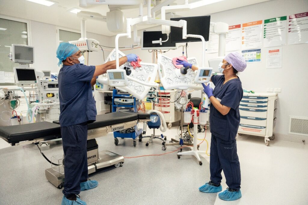 CrestClean healthcare cleaning teams prevent cross-contamination in hospitals and other healthcare environments.