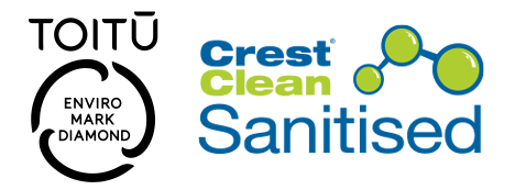 Toitu Enviromark - CrestClean Sanitised