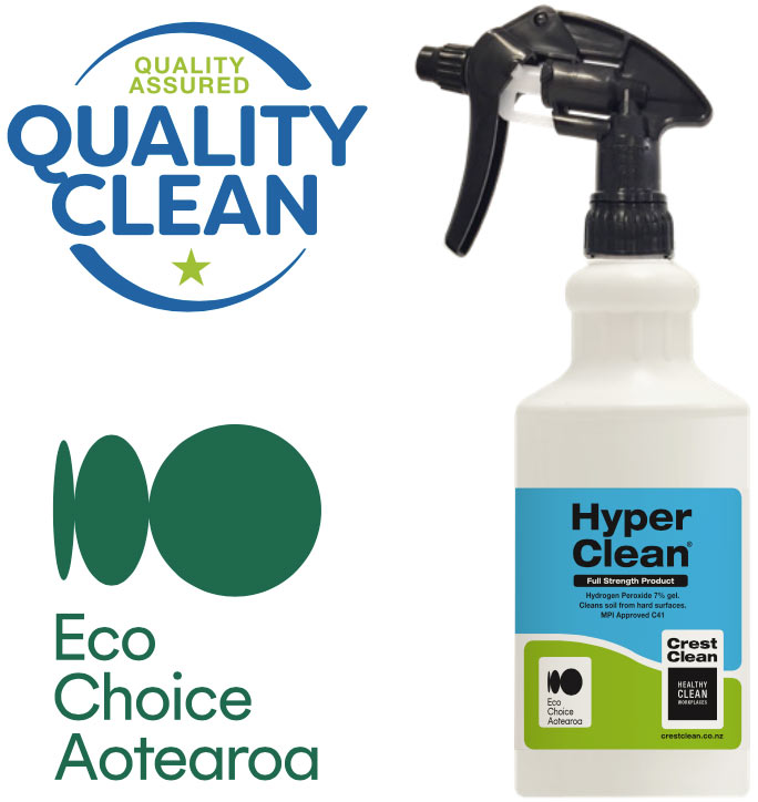 HyperClean spray bottle Eco Choice and Quality Clean logos