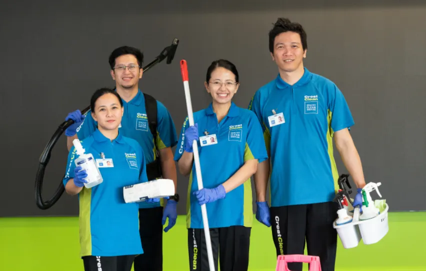 Cleaning Team with Cleaning Equipment