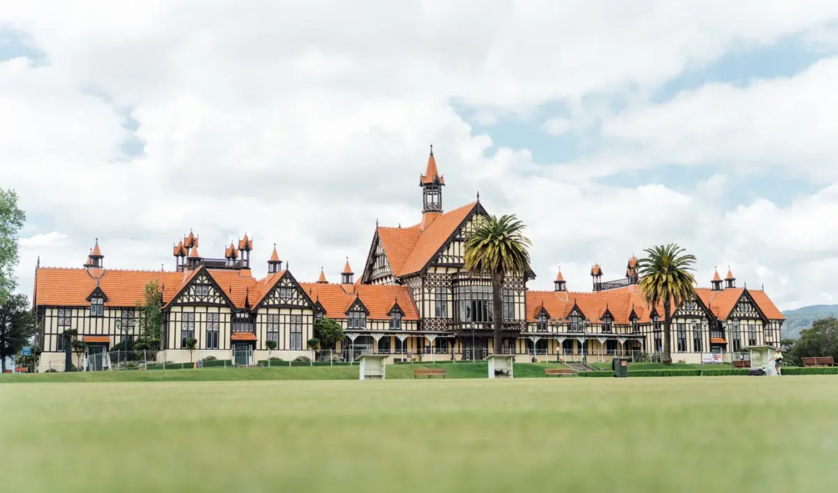 The Rotorua Museum landmark in Government Gardens, representing CrestClean’s commercial cleaning service area in Rotorua