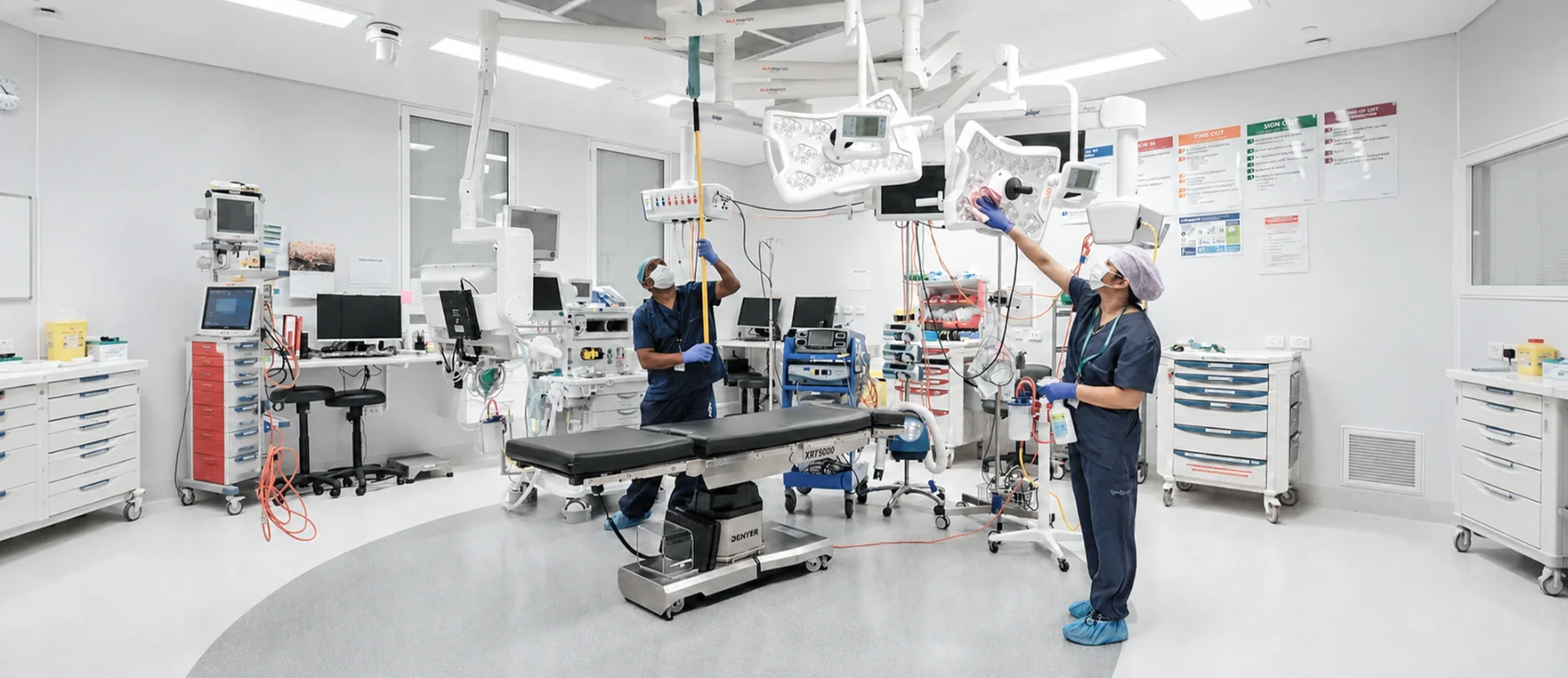 Franchisees cleaning a Healthcare Medical theatre